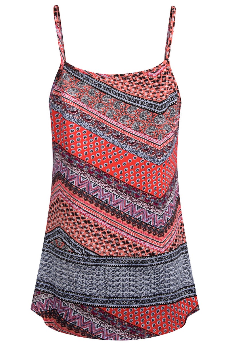 BEPEI Womens Sleeveless Tops, Halter Shirts Floral Print Tanks Pleated Blouses,Orange Floral,Medium - Image 3